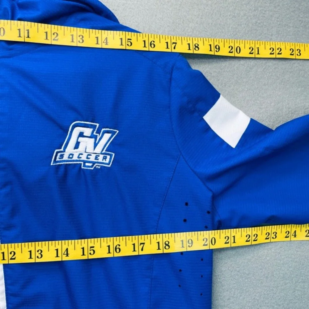 GVSU Adidas G7 Soccer Jacket Blue Hooded Lightweight‎ Full Zip Men's Medium